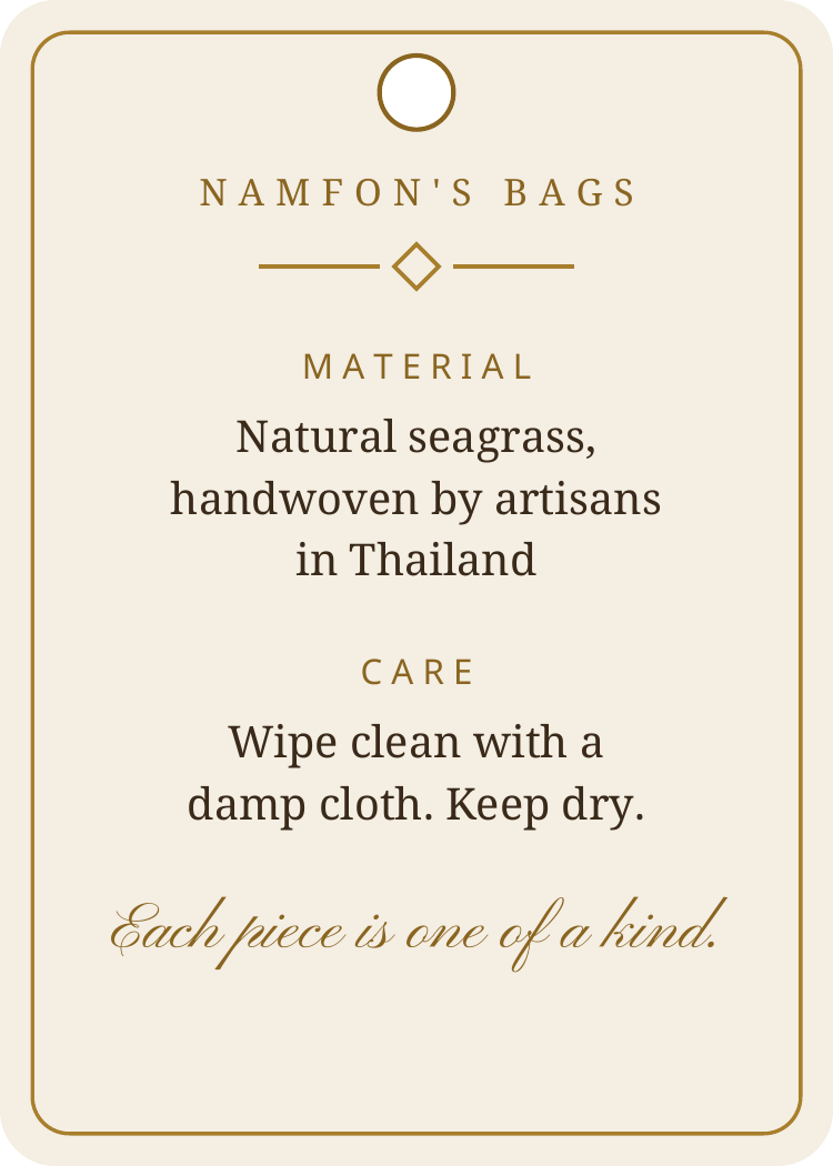 Namfon's Bags hang tag — back